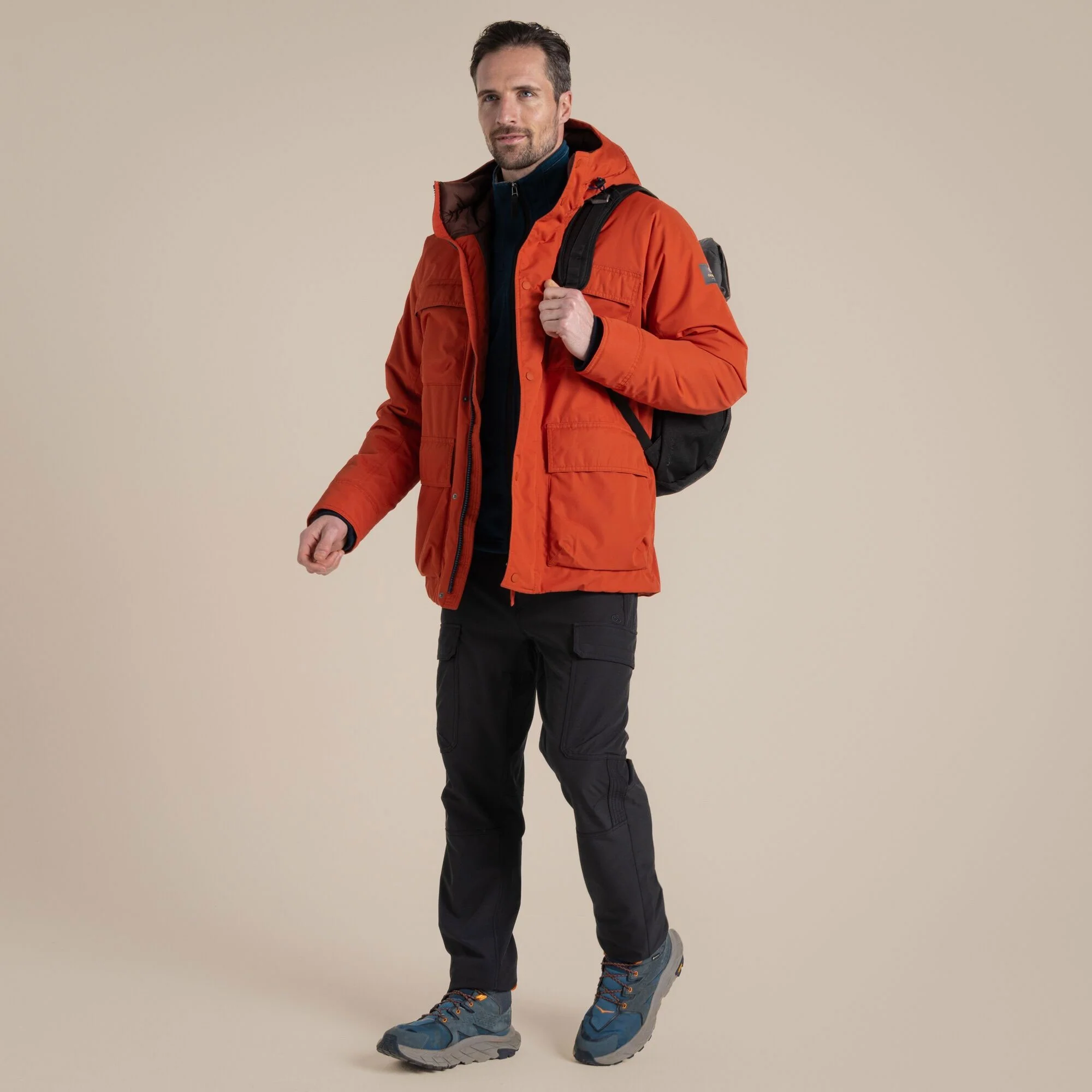 Craghoppers Men's Breckon Waterproof Jacket | Carnelian Orange - Image 4