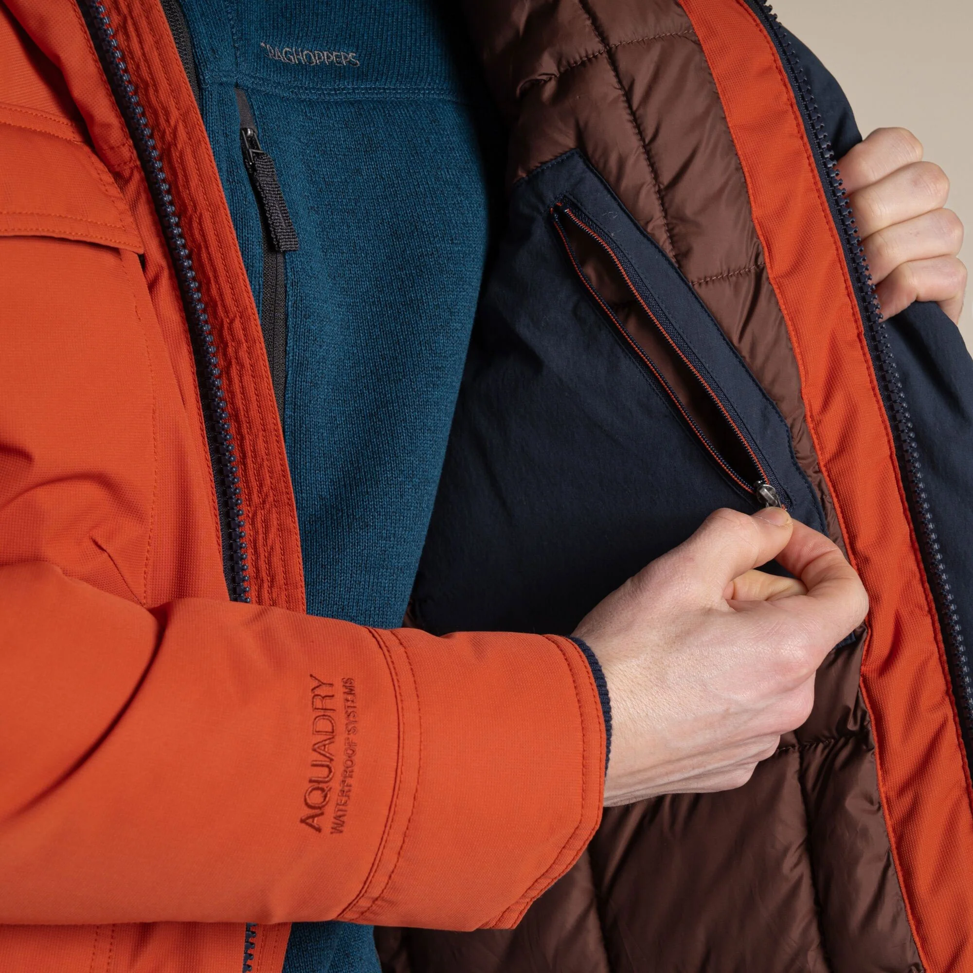 Craghoppers Men's Breckon Waterproof Jacket | Carnelian Orange - Image 9