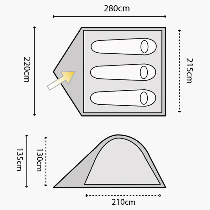 Highlander Birch 3-Man Dome Tent - Image 6