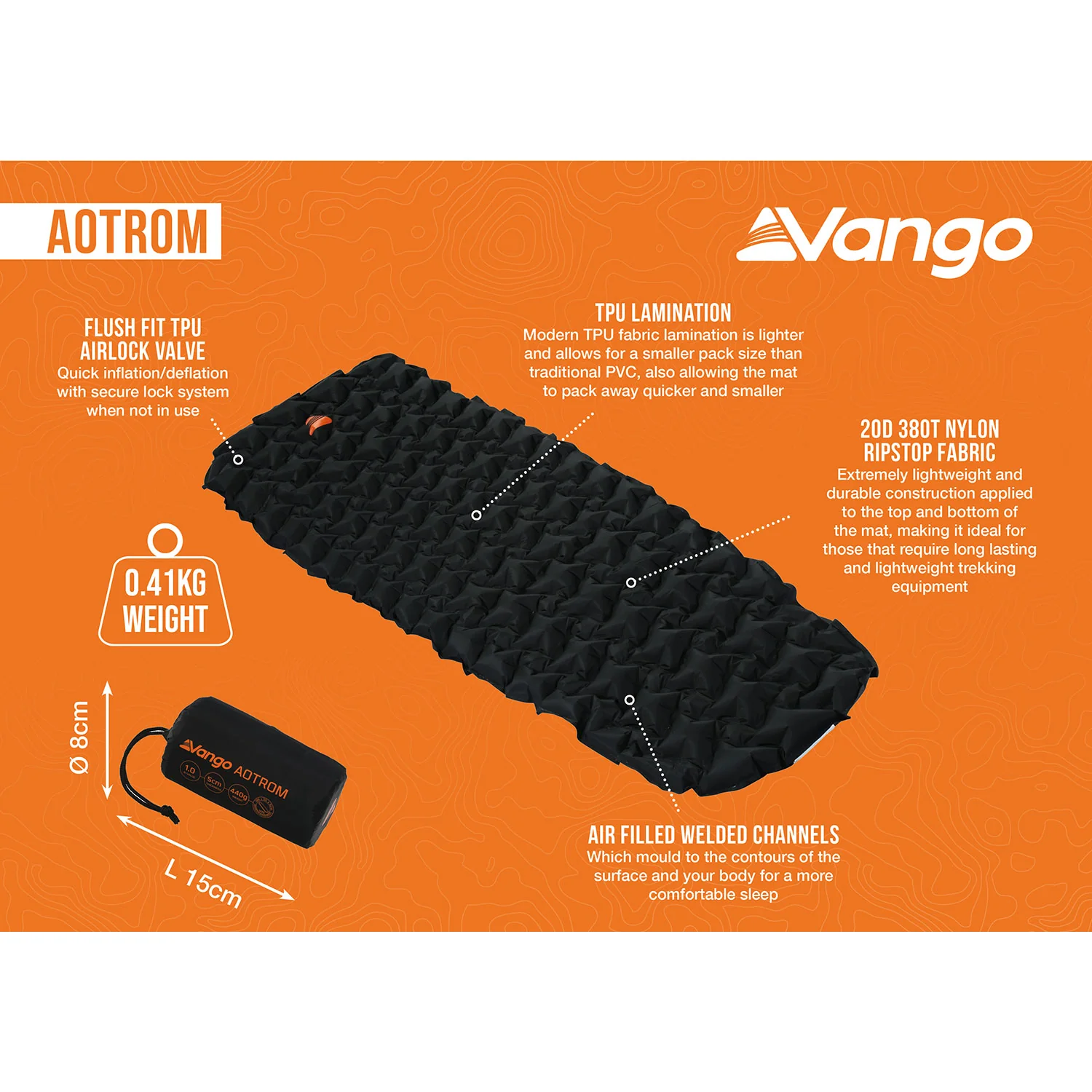 Vango Aotrom 5 Lightweight Sleeping Mat - Image 3