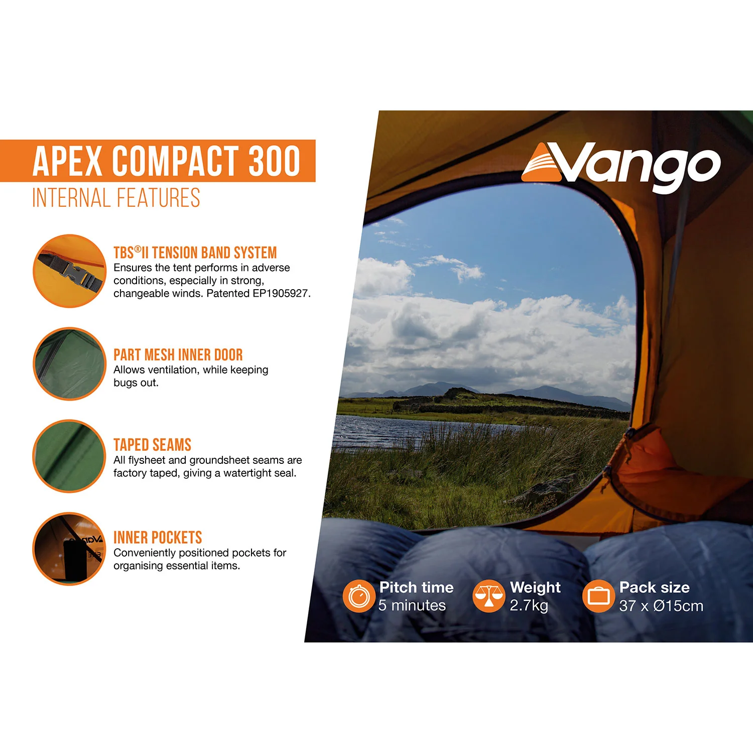 Vango Apex Compact 300 3-Person Tent - Image 3