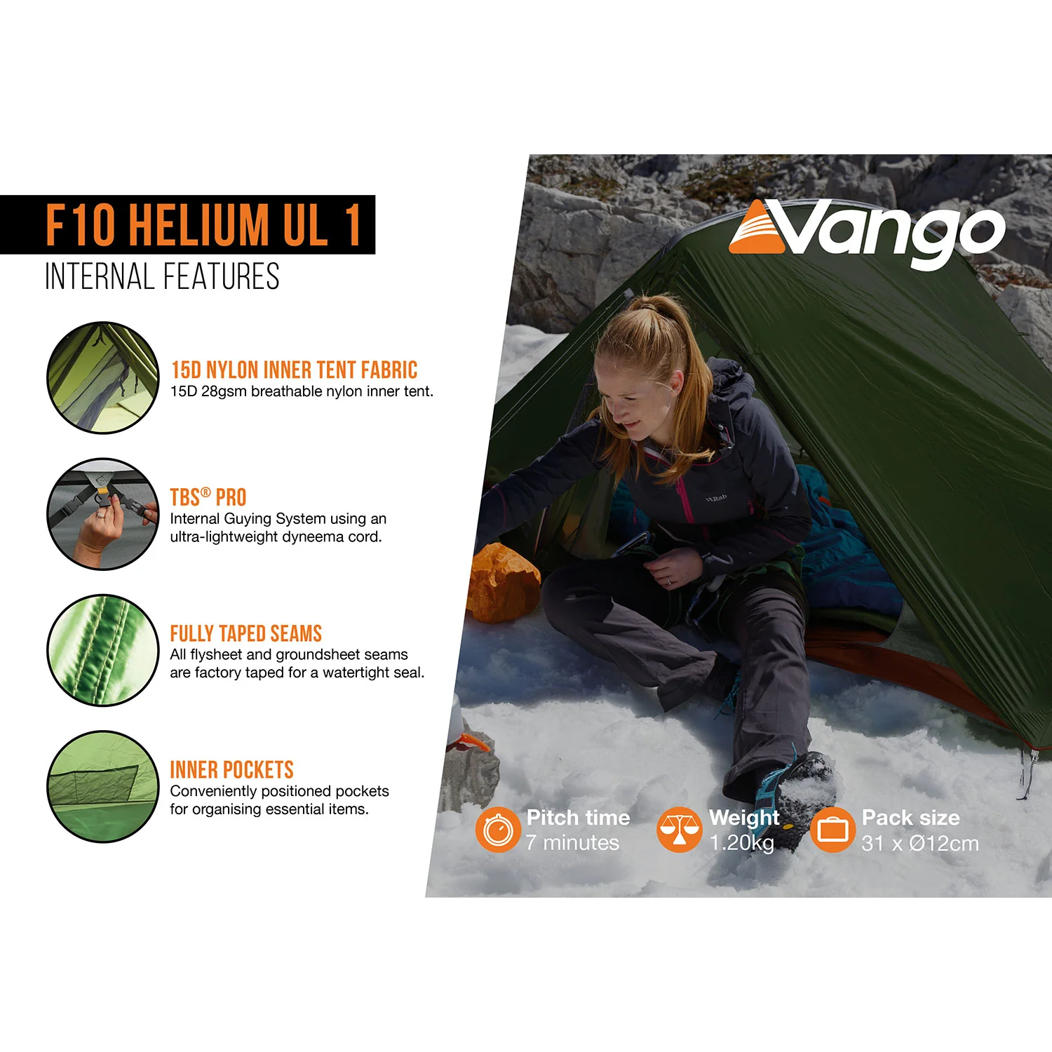Vango F10 Helium UL 1 Lightweight Tent - Image 4