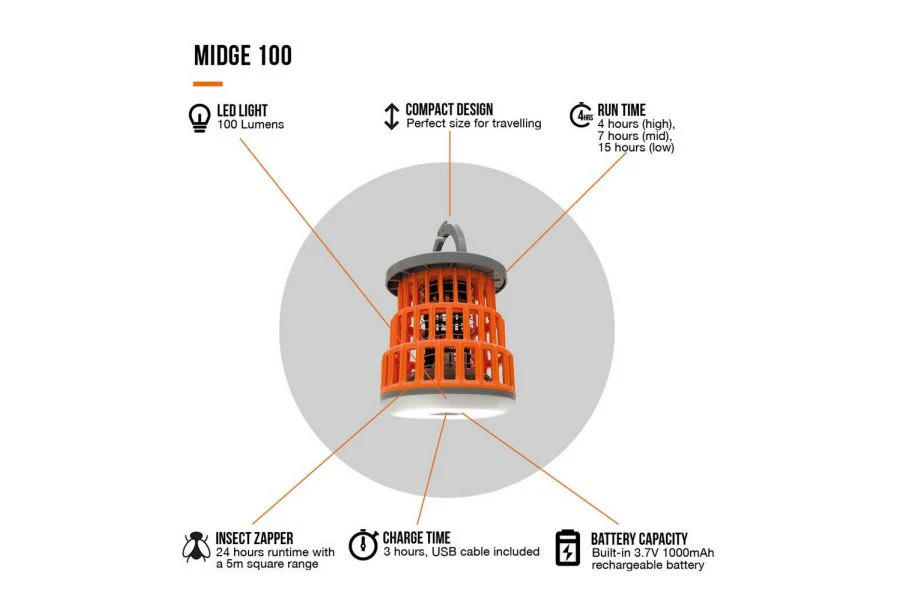 Vango Midge 100 Portable Lantern - Orange - Image 5