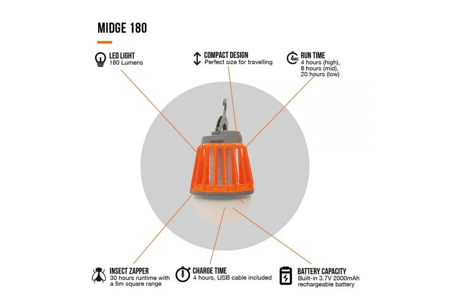 Vango Midge 180 Portable Lantern - Orange - Image 5