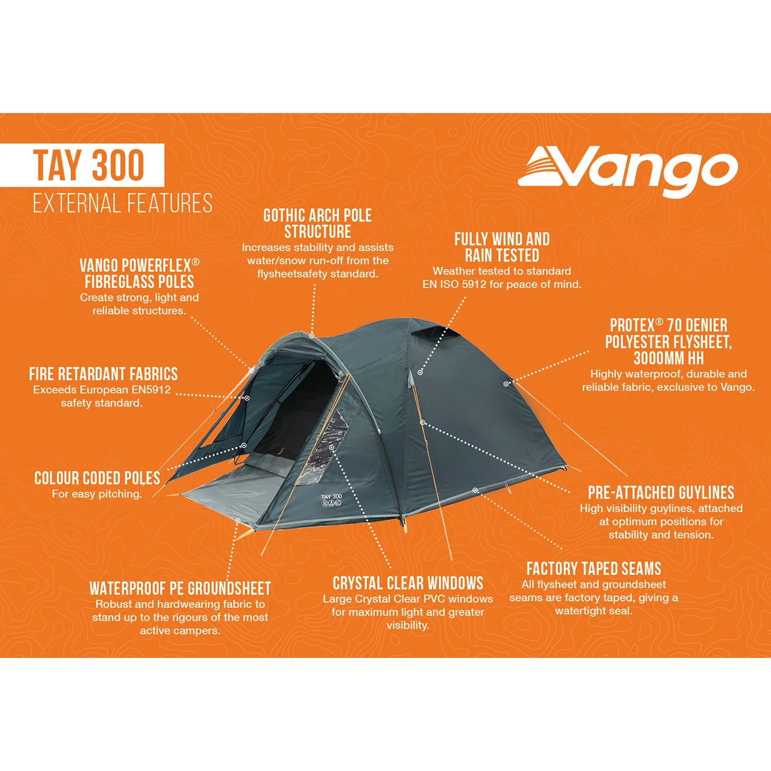 Vango Tay 300 3-Person Tent - Deep Blue - Image 4